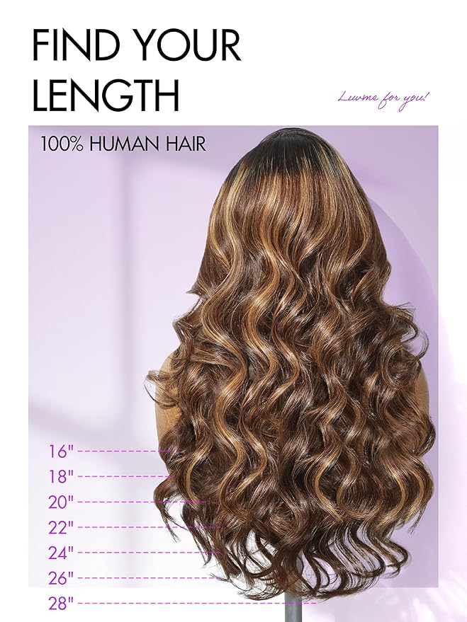 LUVME HAIR 7x6 HD Lace All-Day Comfort Wig 200% Density Hair PartingMax Lace Wigs Highlight Color Loose Body Wave Lace Front Wigs Human Hair Pre Cut Plucked Lace Frontal Glueless 20 Inches Mix Brown