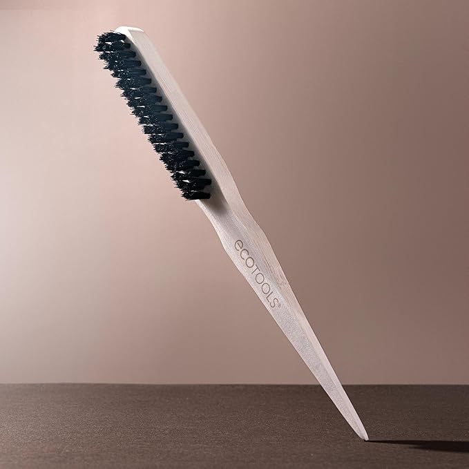 EcoTools Slick Back Hairbrush, Small Brush For The Perfect Ponytail Or Bun, Tease, Smooth, & Style Hair, Tame Frizz & Flyaways, Renewable Bamboo Handle & Vegan Boar Bristles, Cruelty-Free, 1 Count