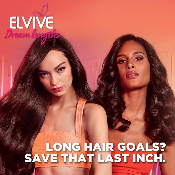 L'Oreal Paris Elvive Dream Lengths Restoring Shampoo With Fine Castor Oil and Vitamins B3 and B5 for Long, Damaged Hair, Visibly Repairs Damage Without Weighdown With System, 28 Fl Ounce (Pack of 2)