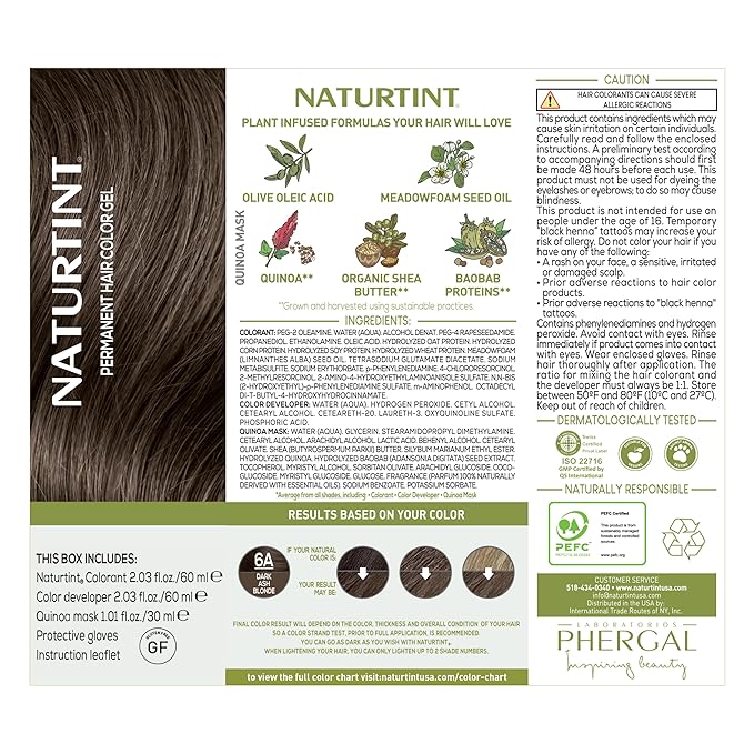 Naturtint 6A Dark Ash Blonde Permanent Hair Color (Pack of 6), Ammonia Free, Vegan, Cruelty Free, up to 100% Gray Coverage, Long Lasting Results (Packaging may vary)