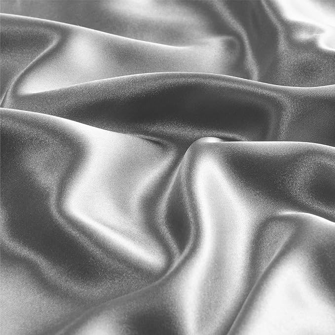 BEDELITE Satin Pillowcase with Zipper, Grey King Size Pillow Cases Set of 2, Super Soft and Cooling Similar to Silk Pillow Cases, Gift for Women Men(20x36 Inches)
