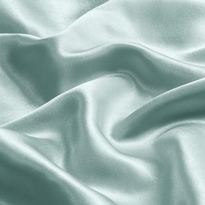 BEDELITE Satin Pillowcase with Zipper 2 Pack, Haze Blue Pillow Cases Standard Size, Super Soft and Cooling Similar to Silk Pillow Cases, Gift for Women Men(20x26 Inches)