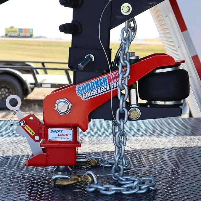 Shocker 30K Gooseneck Surge Air Hitch & Shift Lock Coupler for 2-5/16" Ball, 4" & 3-15/16" Square Multi-Fit Stem
