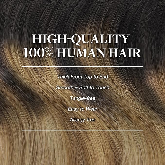 GOO GOO Clip in Hair Extensions Real Human Hair, Remy Human Hair Extensions Clip ins for Women, Natural Human Hair, 18inch 150g 9Pcs, 2/6/18 Balayage Brown to Dirty Blonde