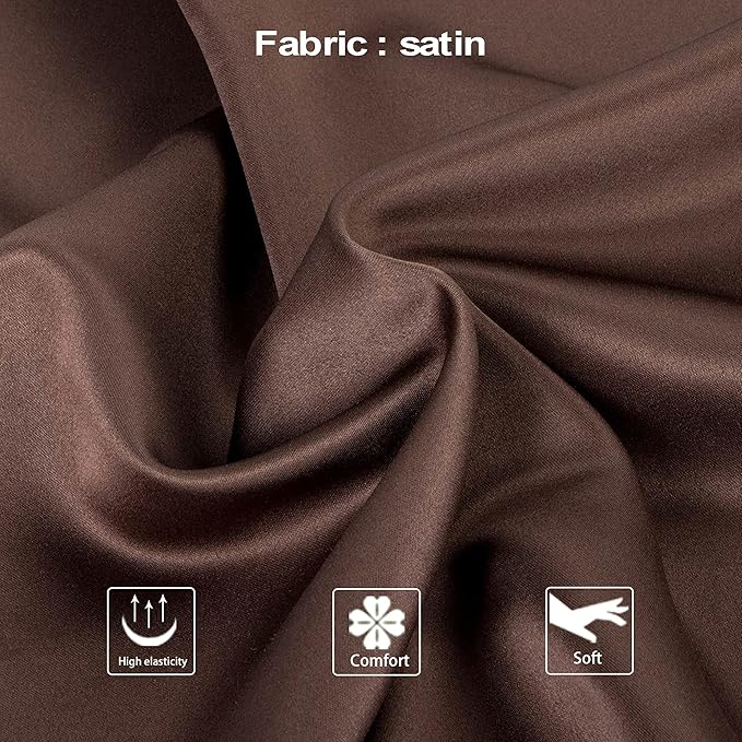 NTBAY Zippered Satin Pillow Cases for Hair and Skin, Luxury King Hidden Zipper Pillowcases Set of 2, 20x36 Inches, Dark Brown