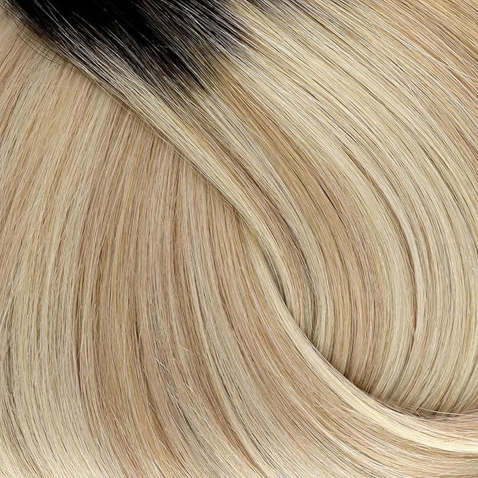 Full Shine 12 Inch Clip in Hair Extensions Real Human Hair Brown Ombre to Medium Blonde and Light Blonde Seamless Hair Extensions Clip in for Short Hair 3 PCS 60 G