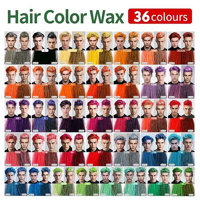 Temporary Hair Color Wax for Men - SUPIYA Washable Hair Wax Color, All-Day Hold Disposable Hair Wax for Party, Cosplay & Daily (Garnet Color #37)