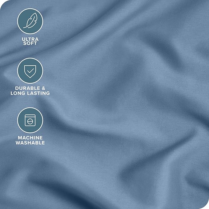 Bare Home Microfiber Pillow Cases - King Size Set of 2 - Cooling Pillowcases - Double Brushed - Coronet Blue Pillowcases 2 Pack - Easy Care (King Pillowcase Set of 2, Coronet Blue)