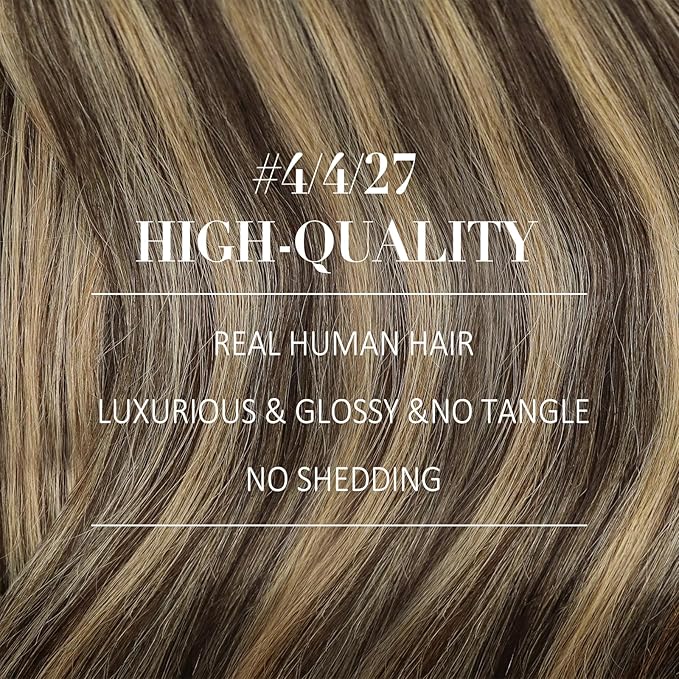 YoungSee Balayage Clip in Hair Extensions Human Hair 12inch Clip on Hair Extensions Dark Brown with Caramel Blonde Balayage Human Hair Clip in Extension for Short Hair Brown Hair Extension 7pcs 80g