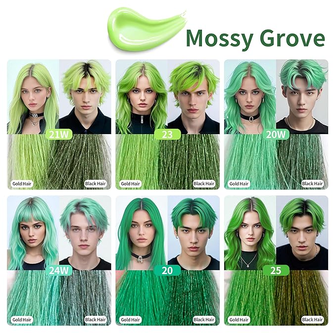 Temporary Hair Color Gel, Green Hair Dye Color Gel Washable Natural Instant Hair Color Wax for DIY Hairstyle for Kids Men Women(Color #20W)