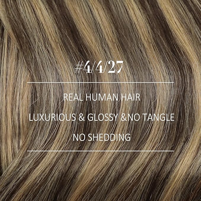 YoungSee Sew in Hair Extensions Real Human Hair Balayage Human Hair Weft Extensions Dark Brown Mix Caramel Blonde Balayage Hair Extension Sew in for Women 18inch 100g