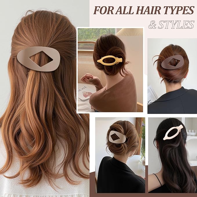 Lourny Flat Hair Clips for Women, French Flat Claw Clips & Duckbill Hair Clips for Thin Hair Lightweight Non-Slip Large Claw Clips for Women 6PCS