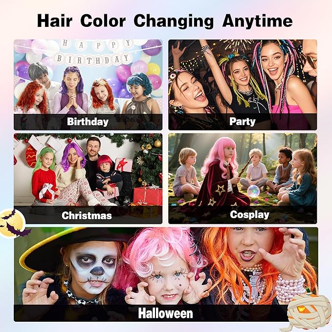 Black Temporary Hair Color Spray for Kids, Instant Colored Hair Dye Alternative for Girls Boys Women Men, Disposable Washable, Quick Styling for Party Cosplay Christmas Halloween, 150ml