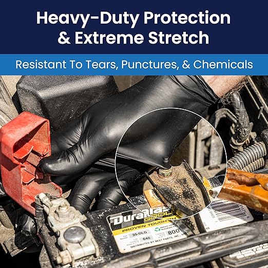 Adenna Dark Light Bulk Disposable Nitrile Gloves – 9 Mil, Heavy Duty Work Rubber Glove with Textured Grip, Non-Latex & Powder Free, Case of 900, 2X-Large, Black