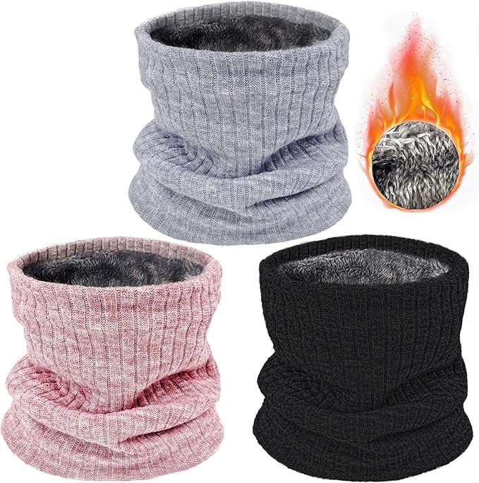 3 Pack Winter Neck Warmer & Ski Mask for Men Women Thermal Warm Fleece Face Mask Neck Gaiter Scarf Gift