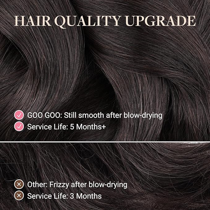 GOO GOO Tape in Hair Extensions Human Hair, #33B Dark Auburn Copper, 16inch 25g 10pcs, Skin Weft Seamless Invisible, Silky Straight with Thick Ends, Remy Human Hair