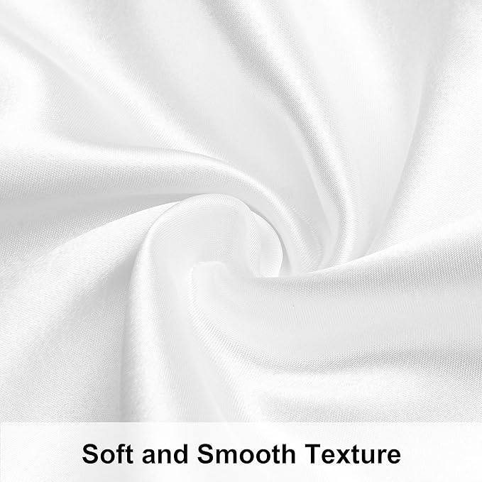NTBAY 12 Pack Satin Queen Pillowcases for Hair and Skin, Luxurious and Silky Pillow Cases with Envelope Closure, 20 x 30 Inches, White
