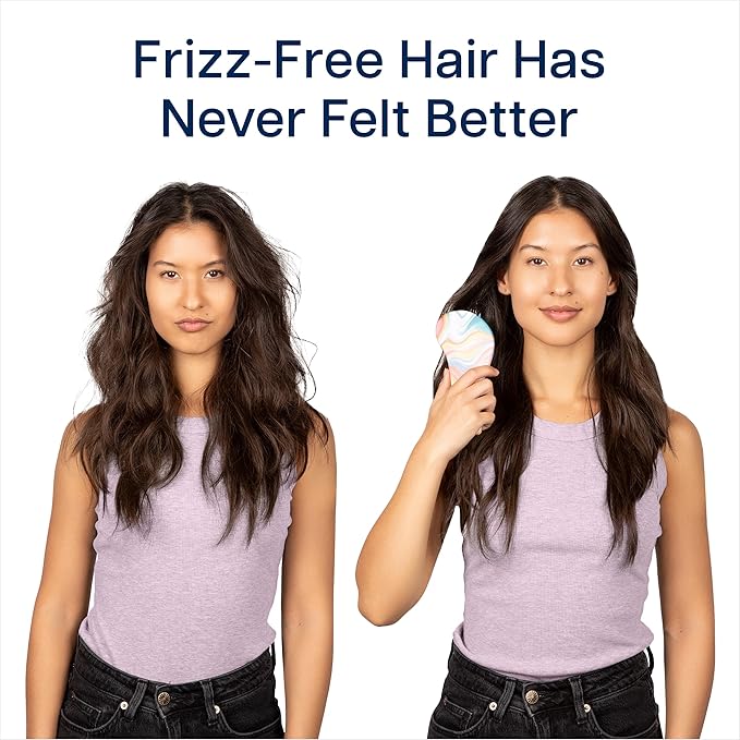 Crave Naturals Glide Thru Hair Brush - Detangler Brush for Curly, Straight, Wet or Dry Hair - Gentle Detangling Brushes for Adults, Kids, Toddlers - Hair Accessories for Women - 7.5x3 Soft Hazy Swirl