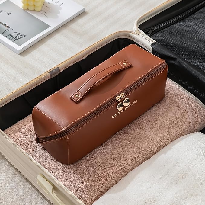 Travel Case Compatible with Dyson Airwrap Styler, Portable Supersonic Hair Dryer Travel Storage Bag, Waterproof Carrying Case Organizer for Shark Flexstyle and Attachments (Brown)