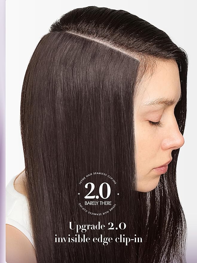 LUVME Invisible Clip in Hair Extensions Real Human Hair, 26 inch 110g 6Pcs, Natural Remy Human Hair Extensions Clip ins for Women, Natural Human Hair Silky Straight Highlight No.2