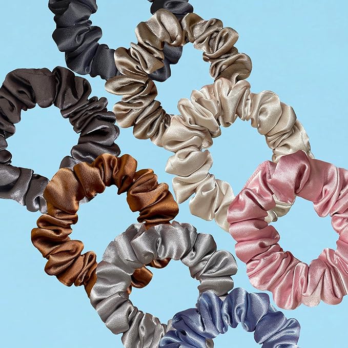 Satin Scrunchies for Women, 8 Pcs Silk Hair Ties, No Crease Hair Scrunchy, Hair Styling Accessories for Girls, Soft Hair Scrunchie for Girls Ponytail Holders for All Hair Types & Textures