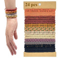 Hair Ties for Thick & Thin Hair, Elastic Hair Bands for Women Sleep, Sports, Ponytail Holder No Damage| Boho Bracelets Hair Accessories-24 pcs