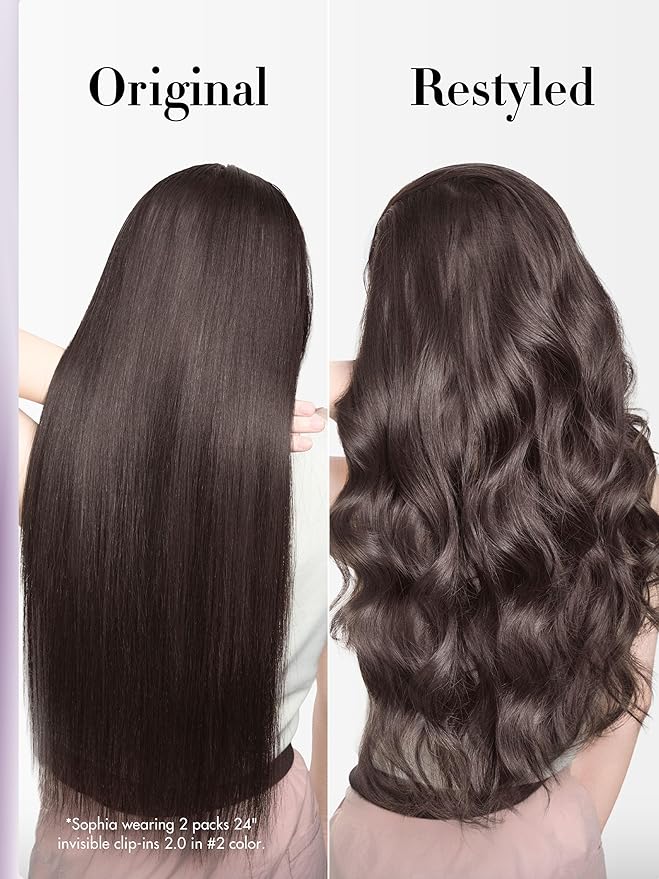LUVME Invisible Clip in Hair Extensions Real Human Hair, 22 inch 110g 6Pcs, Natural Remy Human Hair Extensions Clip ins for Women, Natural Human Hair Silky Straight Highlight No.2