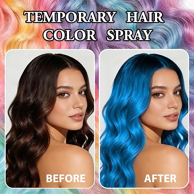 Temporary Hair Color Spray | 150ml Instant Hair Spray for Adults & Kids | Washable & Non-Sticky, Gentle Formula, Blue | Halloween, Cosplay, Costume Party, Festivals