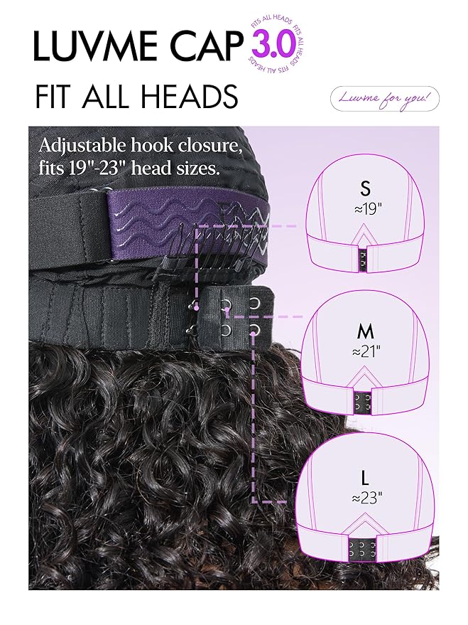 LUVME HAIR Curly Deep Wave Glueless Lace 100% Human Hair Short Wigs 16 Inches Pre Cut Plucked Hd Lace Wig Ready To Go Natural Color Bleached Knots Side Part Black Wigs 16 Inches