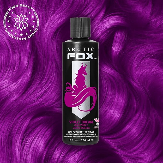 ARCTIC FOX Vegan and Cruelty-Free Semi-Permanent Hair Color Dye (8 Fl Oz, VIOLET DREAM)