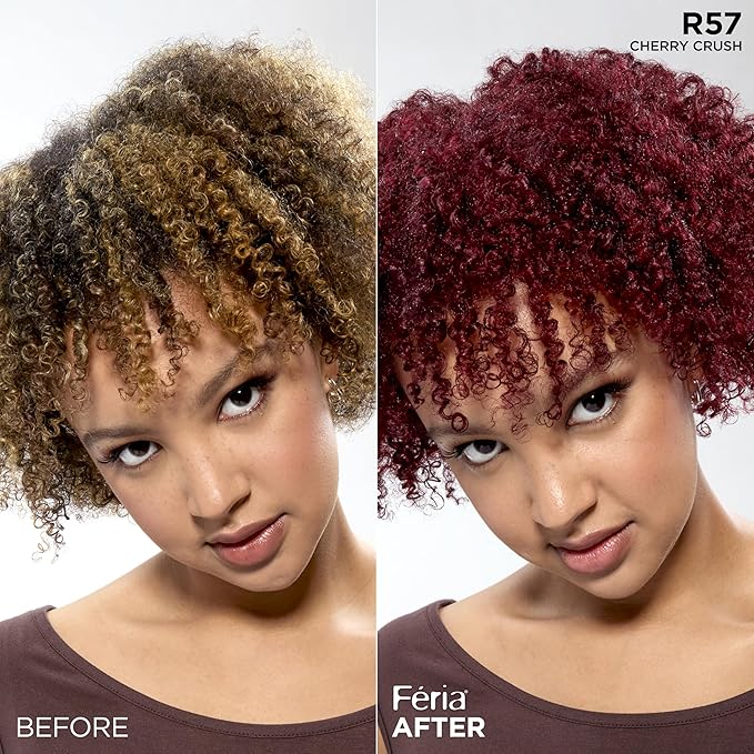 L'Oreal Paris Feria Multi-Faceted Shimmering Permanent Hair Color, R57 Cherry Crush (Intense Medium Auburn), Pack of 2 Hair Dye Kit