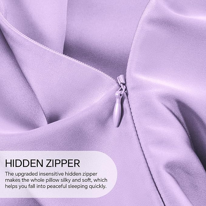 INFIIXSO Mulberry Silk Pillowcase for Hair and Skin, Silk Pillow Cases Queen Size Set of 2 with Hidden Zipper 20"x30", Ultra Smooth and Soft Cooling Pillow Cases for Hot Sleepers(Lavender, 2 Pack)