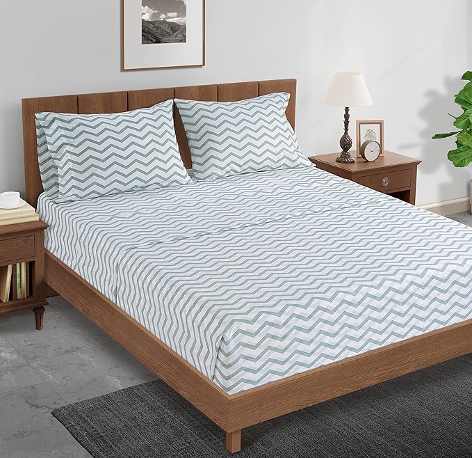 Lane Linen 100% Organic Cotton Pillow Cases Standard Size Set of 2 (20"x26") - Cotton Pillowcases Standard Size - Ultra Soft Pillow Cases Set of 2 - Standard Pillow Case Pack of 2 - Chevron Cool Blue