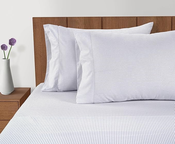 Lane Linen 100% Organic Cotton King Size Pillow Cases Set of 2 (20''x36''), Organic Cotton Pillowcases, King Pillow Cases Set of 2 Ticking Stripe