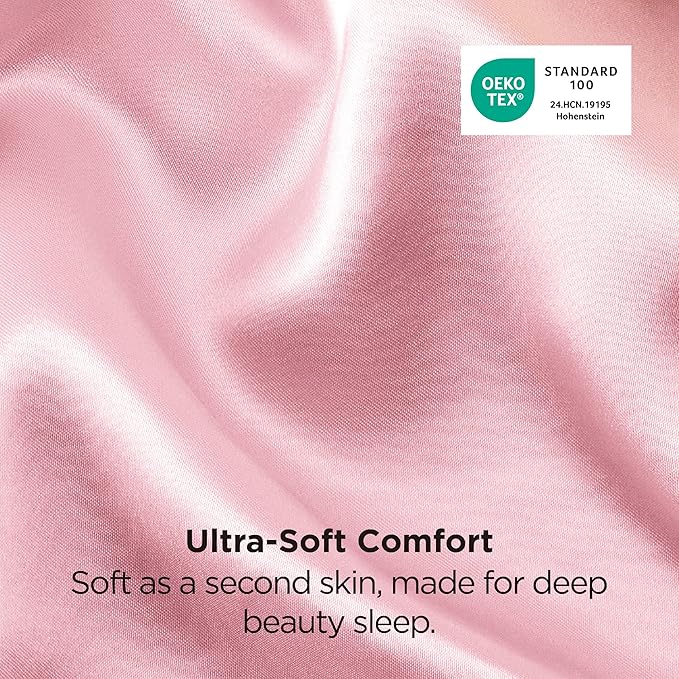 Bedsure Satin Pillowcase 2 Pack Similar to Silk Pillow Cases Standard Size, Pink Pillow Case Covers with Envelope Closure, Home Decor Valentine Gifts for Women Girls,20x26 Inches, 2pcs
