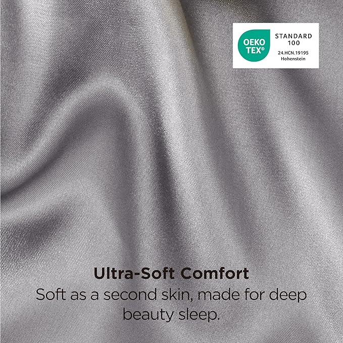 Bedsure Satin Pillowcase 2 Pack Similar to Silk Pillow Cases Standard Size, Pillow Case for Sleeping Women with Envelope Closure, Gifts for Women Men, Dark Grey, 20x26 Inches, 2pcs