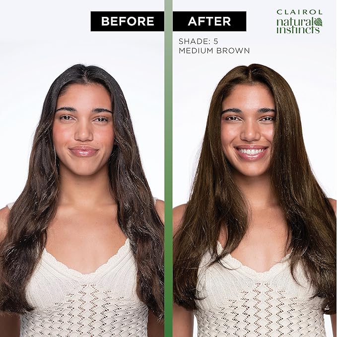 Clairol Natural Instincts Demi-Permanent Hair Dye, 5C Brass Free Medium Brown Hair Color, Pack of 3