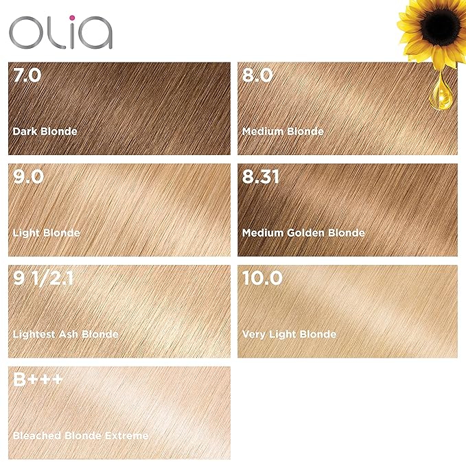 Garnier Hair Color Olia Ammonia-Free Brilliant Color Oil-Rich Permanent Hair Dye, 9 1/2.1 Lightest Ash Blonde, 1 Count (Packaging May Vary) (Pack of 2)